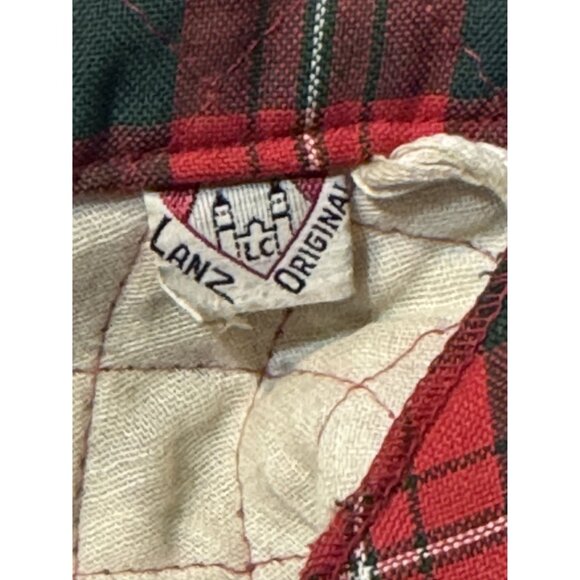 Vintage 1950 Red & Green Plaid Lanz Original Quilted Circle Skirt With Metal But - Picture 2 of 6